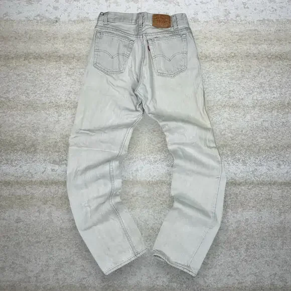 True Vintage 70s Levis Jeans 501 28x32 Regular Straight Fit Light Grey Wash - Picture 1 of 8